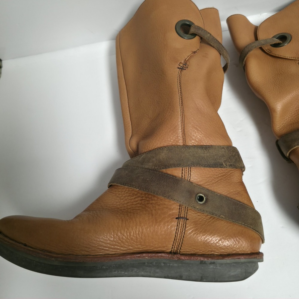 OTBT Johnston Tan Leather Strappy Slouch Boots Women's Size 8 Dandelion Boho - Picture 14 of 16